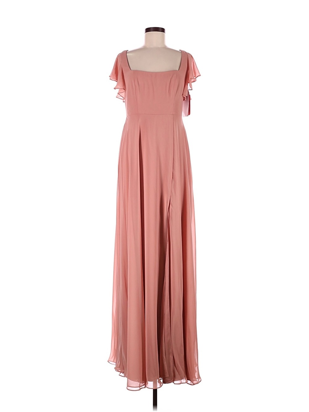 NWT After 8RL Desert Rose Chiffon Maxi Dress with Flutter Sleeves